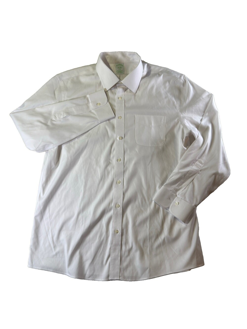 Brooks Brothers Mens White Dress Shirt 17-34 Slim Non-Iron Stretch